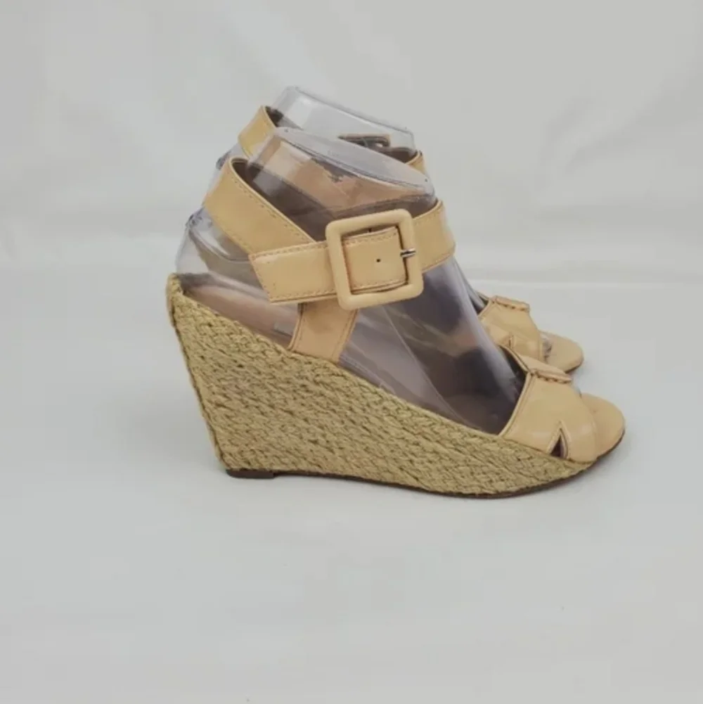 Diane von Furstenberg Sudan leather open toe espadrille wedge sandals